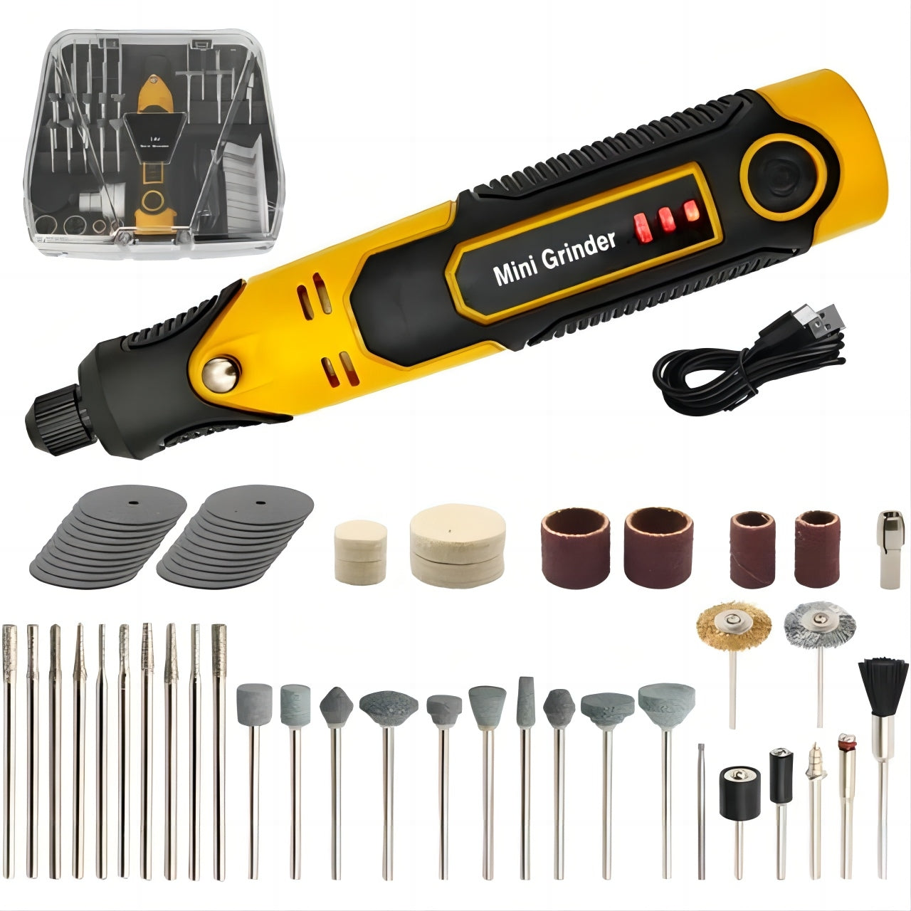 Mini Cordless Rotary Tool, 3-Speed and USB Charging with 57 Accessories, Multi-Purpose 3.7V Power Rotary Tool for Sanding, Polishing, Drilling, Etching, Engraving, DIY Crafts