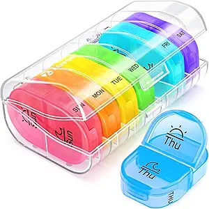 IDFINE Pill Box 2 Times a Day, Weekly Pill Organizer AM PM with 7 Daily Pocket Case to Hold Vitamin, Medicine, Medication, and Supplement