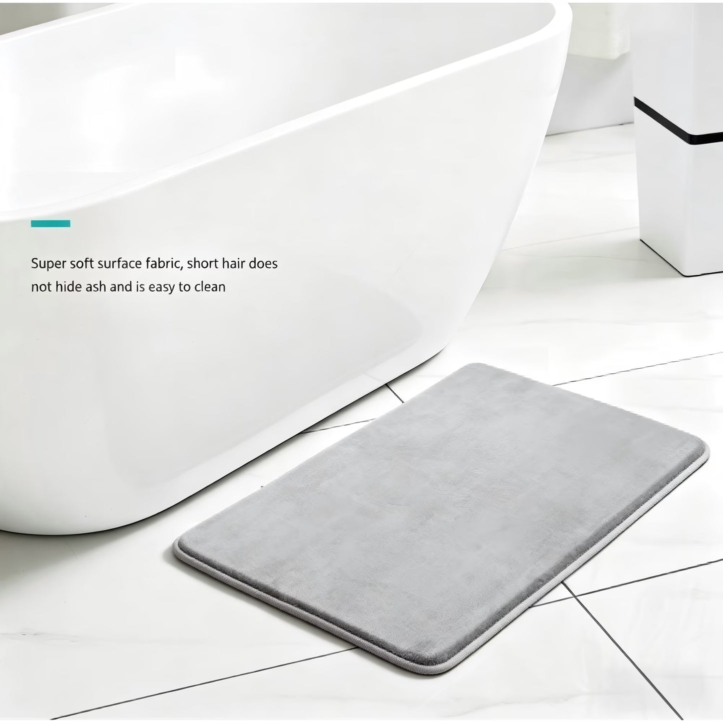 Memory Foam Bath Mat, Super Soft Absorbent Bathroom Rug Non Slip, Quick Dry, Machine Washable Floor Carpet for Tub Shower, Home Decor Accessories, 51x81, Grey