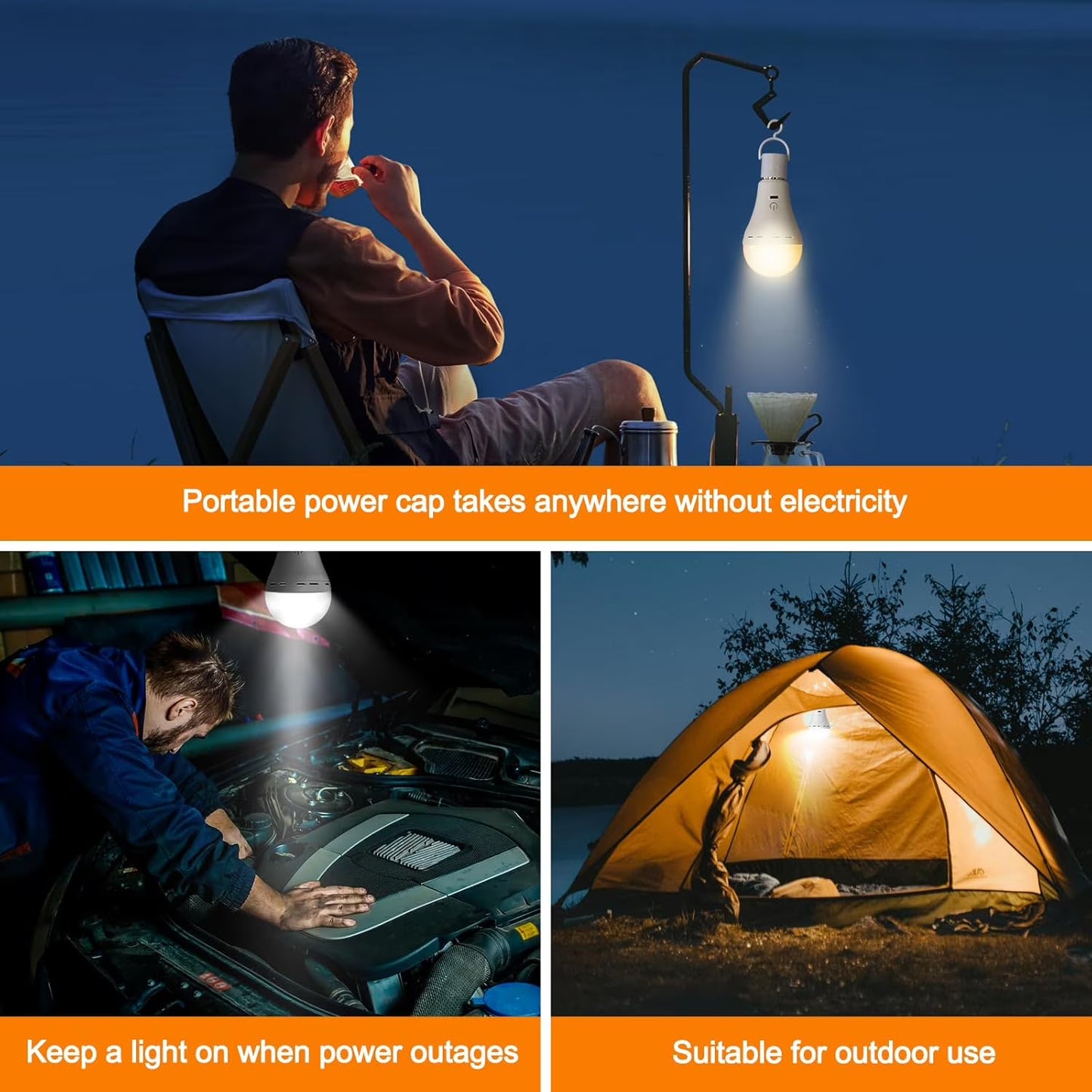 Mikhai 2 Pack Tri-color light bulbs LED Light Bulbs with Remote,rechargeable light bulbs, No App or Wi-Fi Required, Bulbs