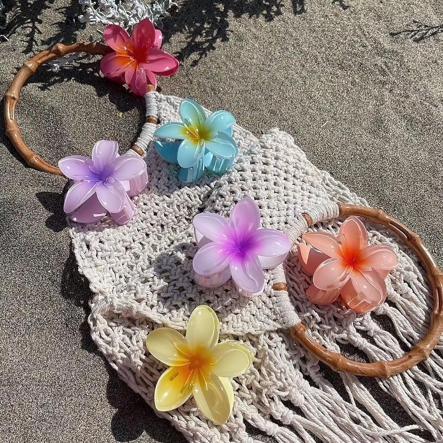 Yzhappy Flower Hair Claw Clips-6PCS Large Claw Clips for Thick Hair,Strong Hold Nonslip Hair Clips for Women,Hawaiian Flower Claw Clips,Cute Hair Clips,Banana Clip for Thin Hair,Hair Accessories for