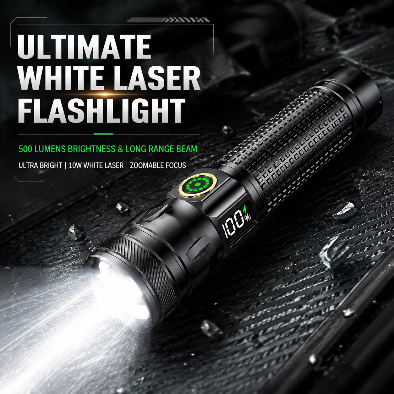 Mikhai Rechargeable Flashlights, Super Bright High Lumens Flash Light, 4 Modes Zoomable Linternas with LCD Digital Display, Powerful Handheld LED Flashlights for Home Emergencies Camping