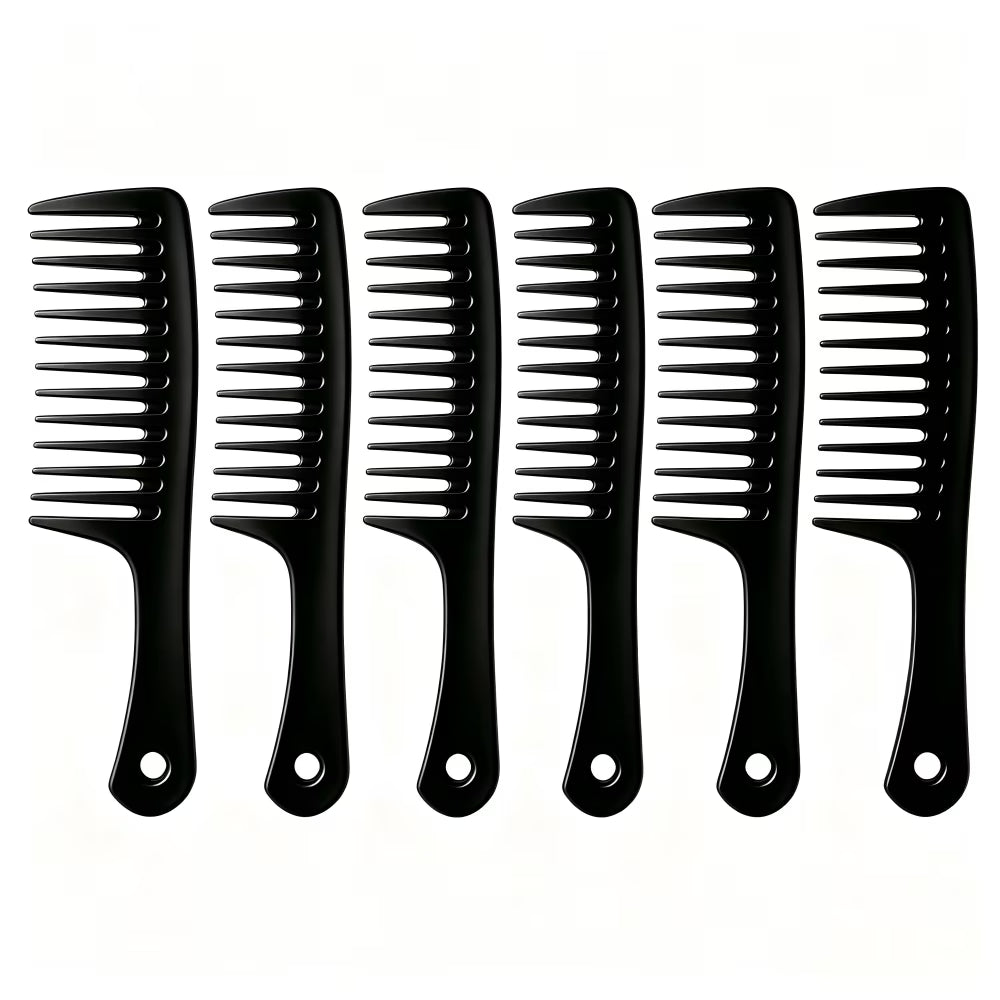 6 PCS Wide Tooth Detangling Comb, Large Hair Styling Comb for Curly, Wet, Long Hair (Multi-colored, Polypropylene, Handgrip)
