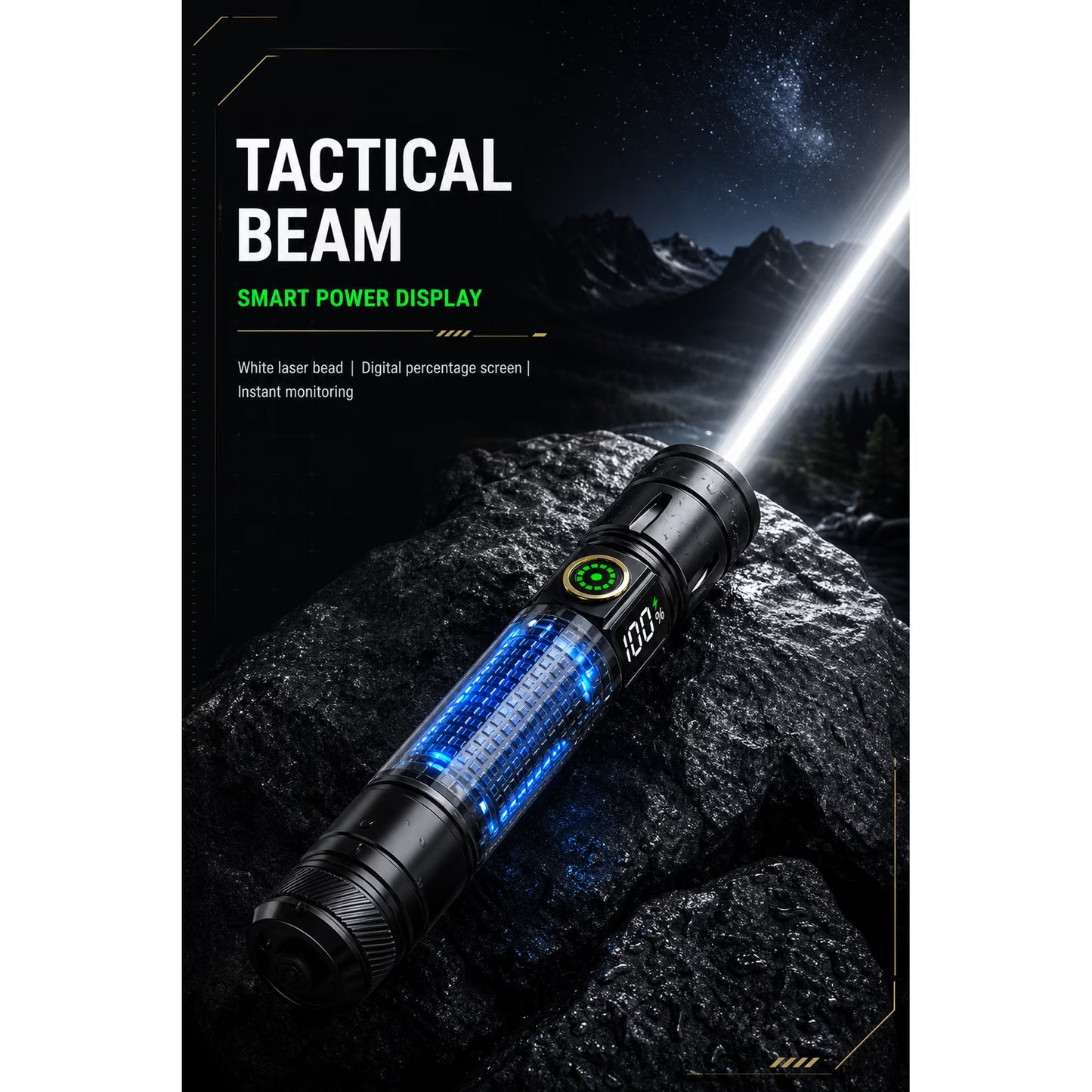 Mikhai Rechargeable Flashlights, Super Bright High Lumens Flash Light, 4 Modes Zoomable Linternas with LCD Digital Display, Powerful Handheld LED Flashlights for Home Emergencies Camping
