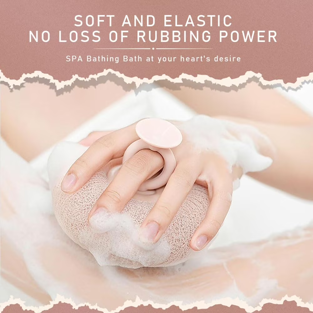 Super Soft Sunflower Suction Cup Bath Ball, 2-in-1 Shower Scrubber Sponge for Body, Upgraded Sponge Mesh Pouf Bath Ball, Magic Exfoliating Bath Sponge Shower Ball for Women Men Shower