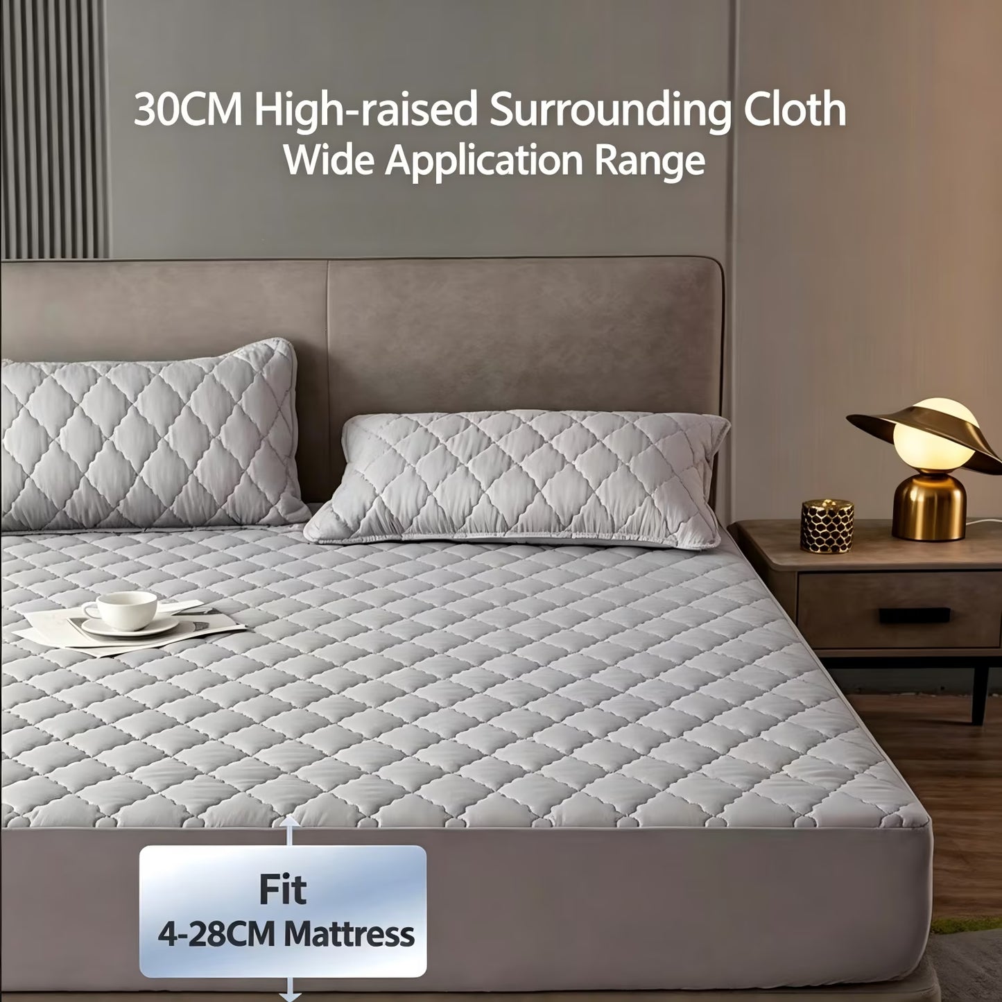 Waterproof Mattress Protector Pad Queen Machine Washable, Breathable Mattress Topper with Deep Pockets, All-Season Use, Hotel Quality (Queen, Grey)