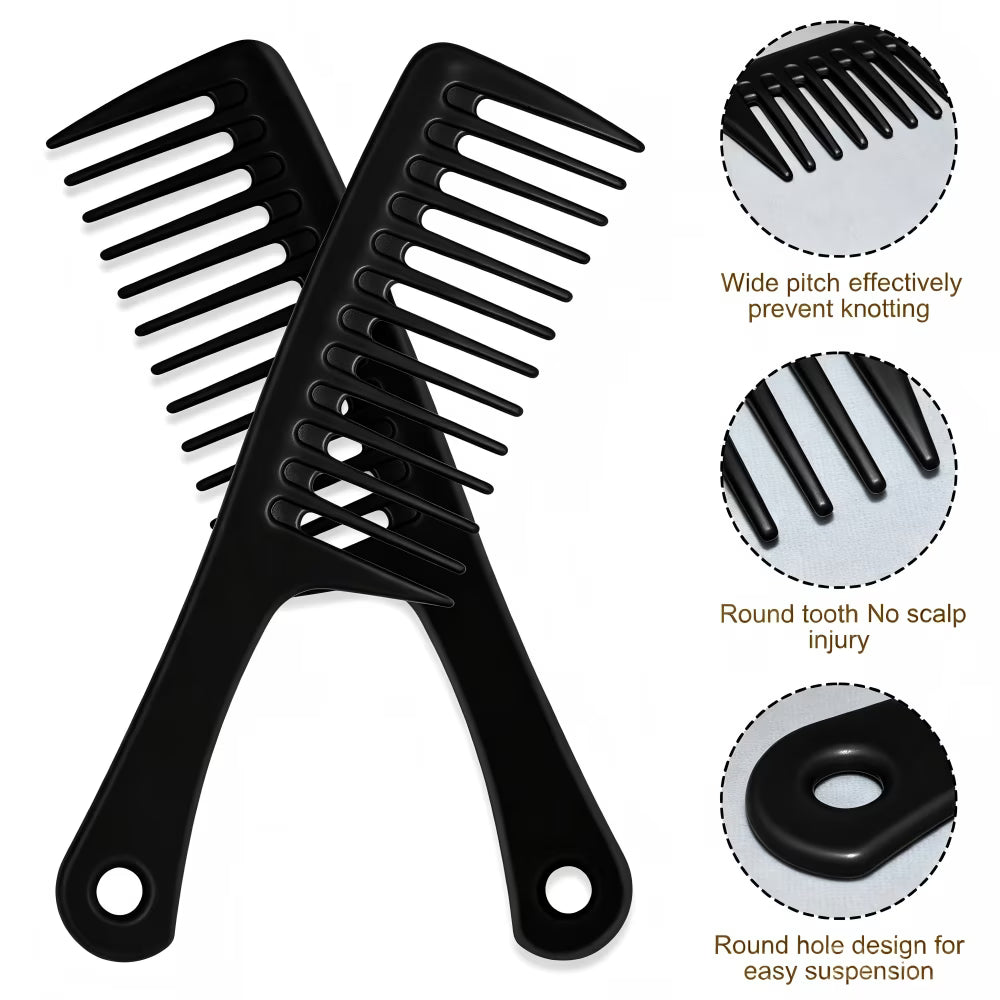 6 PCS Wide Tooth Detangling Comb, Large Hair Styling Comb for Curly, Wet, Long Hair (Multi-colored, Polypropylene, Handgrip)