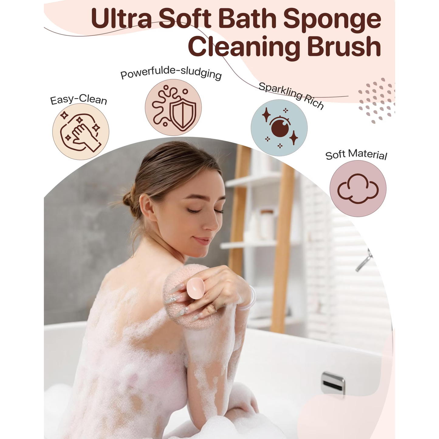 Super Soft Sunflower Suction Cup Bath Ball, 2-in-1 Shower Scrubber Sponge for Body, Upgraded Sponge Mesh Pouf Bath Ball, Magic Exfoliating Bath Sponge Shower Ball for Women Men Shower