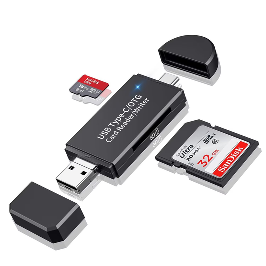 SD Card Reader, USB 3.0 Type C High Speed to SD/TF Card Adapter for iPhone 17/16/15 Pro Max Memory Card Reader with SD MicroSD USB 3 Port for Mac/iPad/MacBook Pro/Air Android Phone Tablet(White)