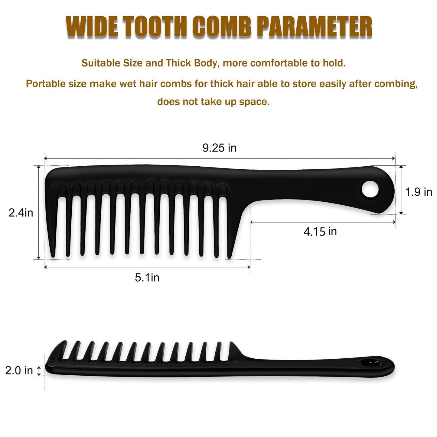 6 PCS Wide Tooth Detangling Comb, Large Hair Styling Comb for Curly, Wet, Long Hair (Multi-colored, Polypropylene, Handgrip)