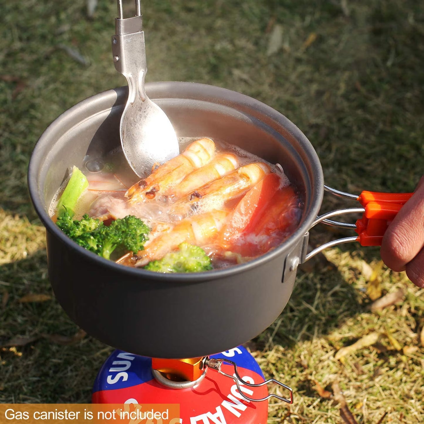 Mikhai Camping Cookware Mess Kit Set - Backpacking Camping Pots and Pans Set, All in One Non-Stick Camping Cooking Set, Hiking, Picnic, Outdoor and Camping Cookware Set