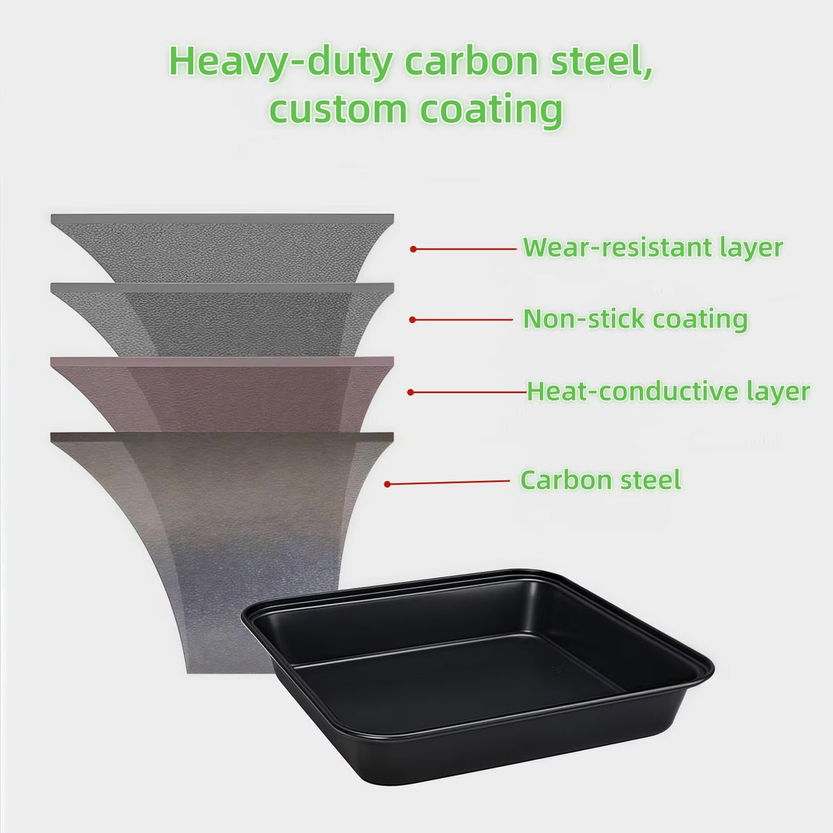 Yilush 3-Piece Square Baking Pan Set - 8.6/9.8/10.6-inch Non-stick Brownie and Cake Pans - Dishwasher safe for easy cleaning, Oven-safe Square Cake Pan (Black)