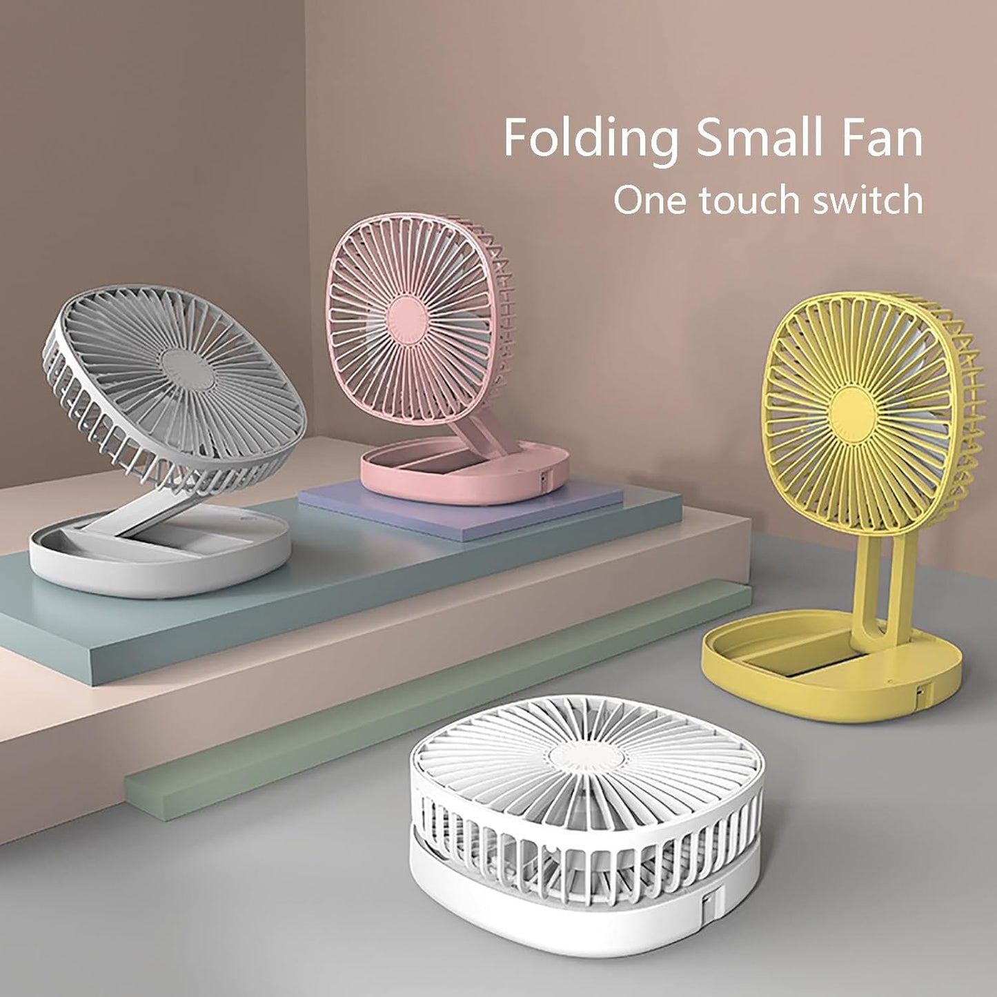 Avoben Portable fan, Thin Handheld Fan, USB Rechargeable Mini Fan, Battery Powered Small Foldable Pocket for Travel, Summer, Gifts for Women, White.