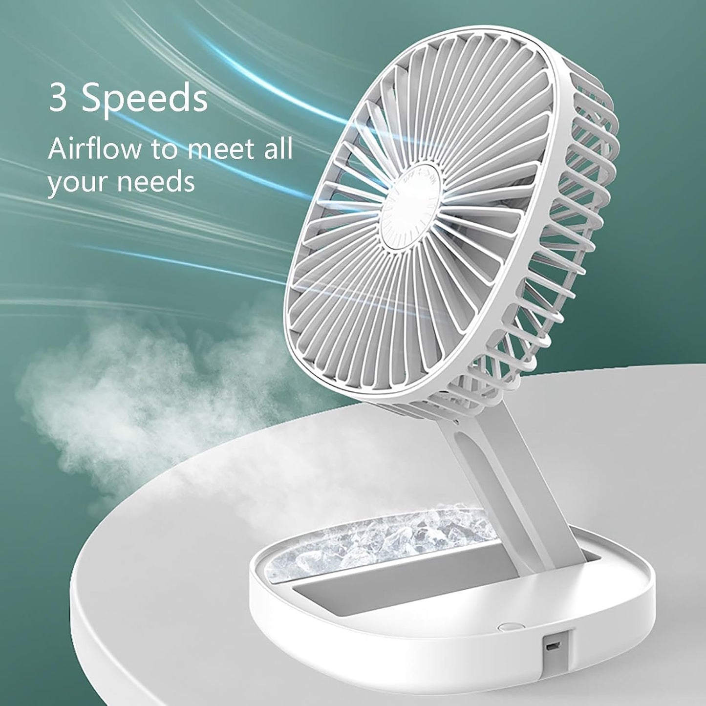 Avoben Portable fan, Thin Handheld Fan, USB Rechargeable Mini Fan, Battery Powered Small Foldable Pocket for Travel, Summer, Gifts for Women, White.